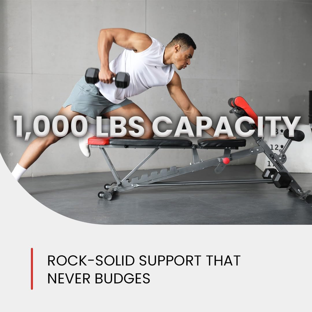 Multi-Functional FID Weight Bench for Comprehensive Body Workout – Hyper Back Extension, Roman Chair, Adjustable Ab Sit-Up Bench, Incline/Decline Bench, and Flat Bench